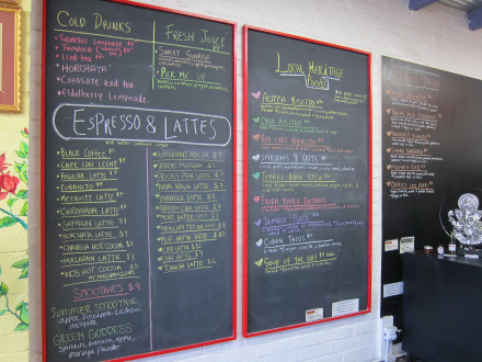 The menu is posted on the wall and changes daily
