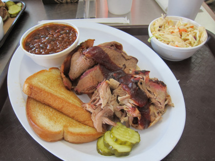 Two meat dinner with brisket and pork