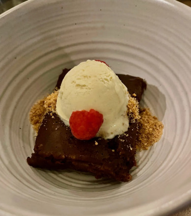 Chocolate tamale on the special dessert menu