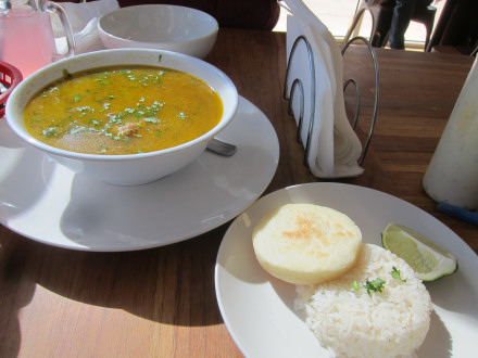 Caldo with condiments