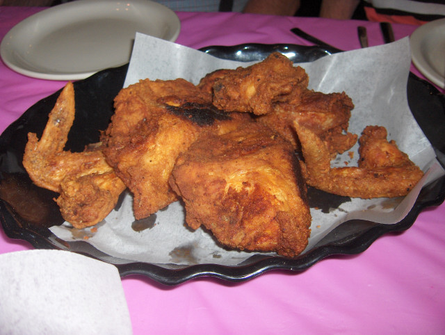 Fried chicken served family style 